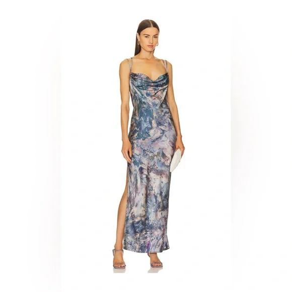 Revolve Michael Costello Braxton Dress in Oil Abstract Print XXS - Picture 1 of 6